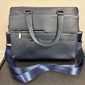 Elegant Navy Blue Leather Men's Bag